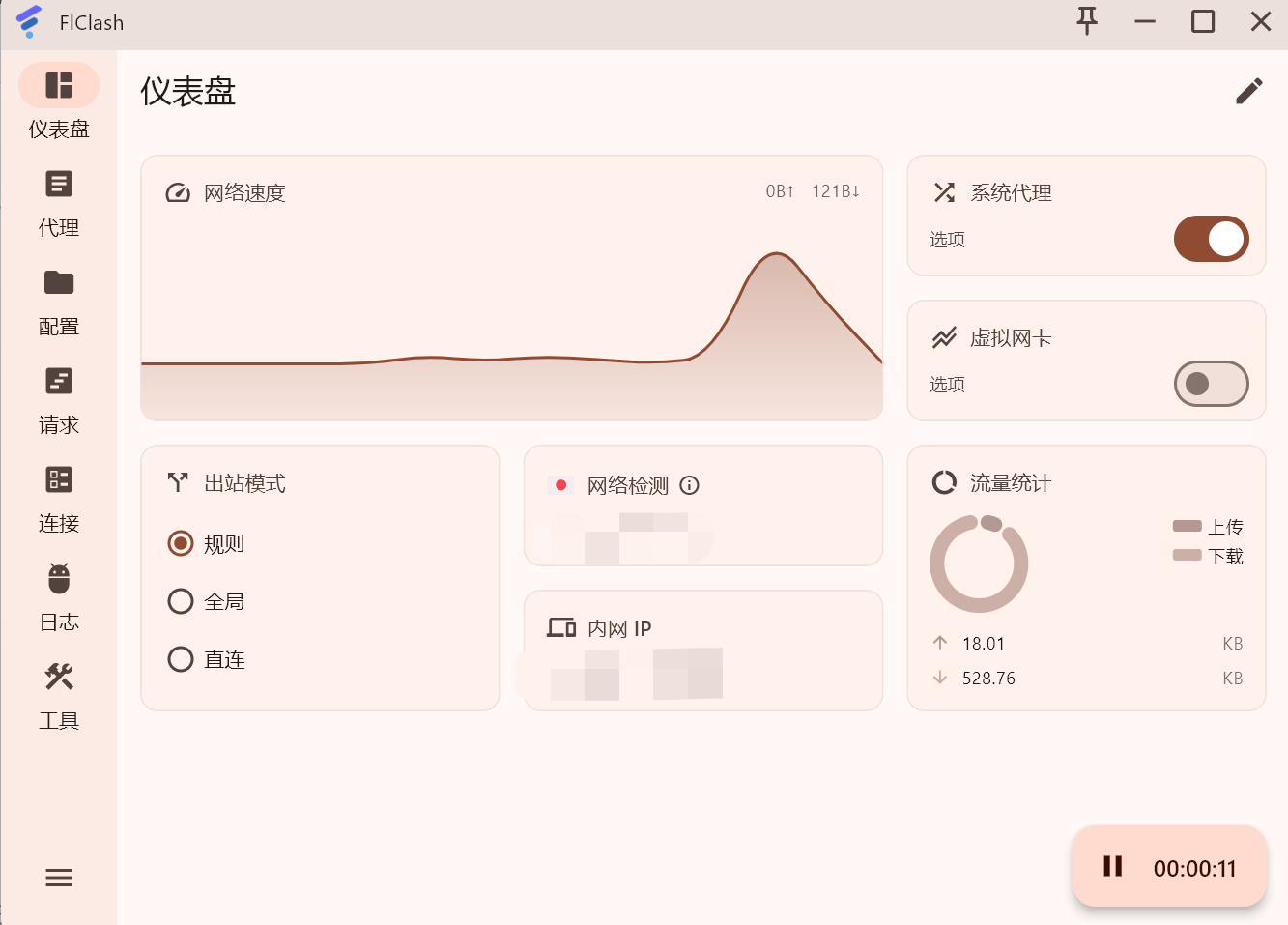flclash代理成功之后效果图